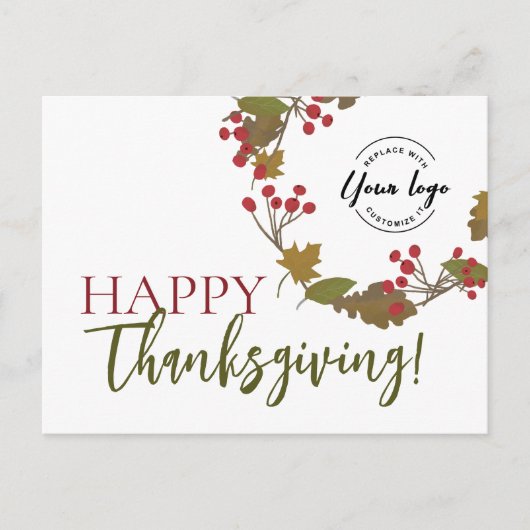 Cartes Pour Fêtes Annuelles Logo sur mesure bon thanksgiving Foliting d'automn (Devant)