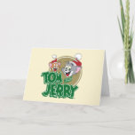 Cartes Pour Fêtes Annuelles Logo Tom et Jerry Holiday<br><div class="desc">Découvrez ce joli logo Tom et Jerry avec leurs visages souriants avec des chapeaux de Père Noël festifs.</div>