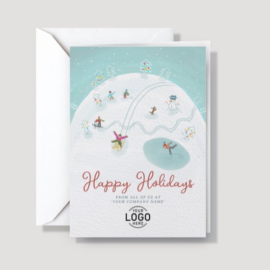Cartes Pour Fêtes Annuelles Logo Whimsical Fun Winter Joy Hand Drawn Business