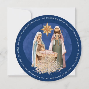 Cartes Pour Fêtes Annuelles Loin Dans Un Manger Paroles Nativité Circulaire