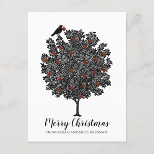 Cartes Pour Fêtes Annuelles L'Oiseau Corbeau Décore L'Arbre De Noël