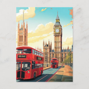 Cartes Pour Fêtes Annuelles London Travel Postcard Art, London Travel Art, Ang