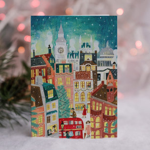 Cartes Pour Fêtes Annuelles Londres illustrative en ville sous la neige Noël H