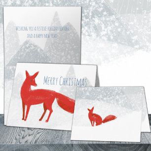 Cartes Pour Fêtes Annuelles Lonely Red Nordic Fox Joyeux Noël