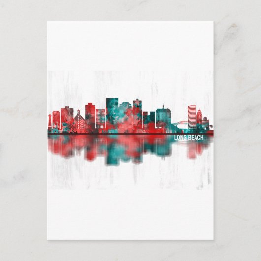 Cartes Pour Fêtes Annuelles Long Beach California Skyline (Devant)