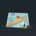 Cartes Pour Fêtes Annuelles Long Island NY<br><div class="desc">Carte vintage de Long Island,  New York,  illustrée de couleurs. C'est une vieille carte postale réutilisée pour les vacances !</div>