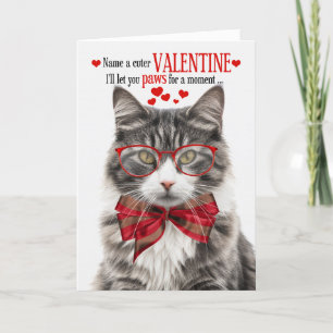 Cartes Pour Fêtes Annuelles Longhair Grey Tabby Chat Valentine Feline Humour