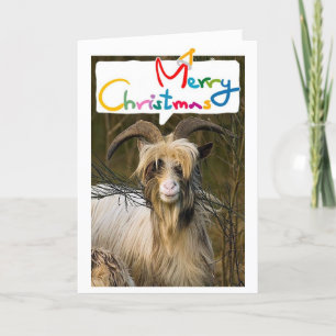 CARTES POUR FÊTES ANNUELLES LONGHAIRD GOAT DIT QUE NOËL EST MERRIEUR AVEC VOUS