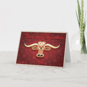 Cartes Pour Fêtes Annuelles Longhorn bœuf comique