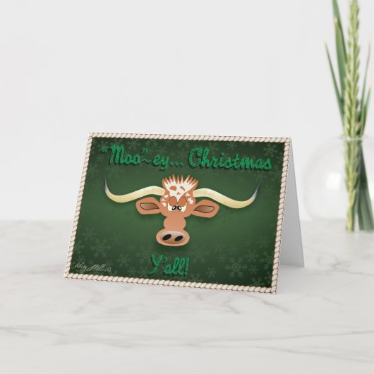 Cartes Pour Fêtes Annuelles Longhorn Steer Comique (Devant)