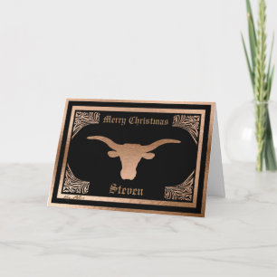 CARTES POUR FÊTES ANNUELLES LONGHORN STEER SILHOUETTE