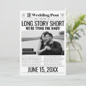 Cartes Pour Fêtes Annuelles Longue Histoire Mariage court Enregistrer La Date  (Debout devant)