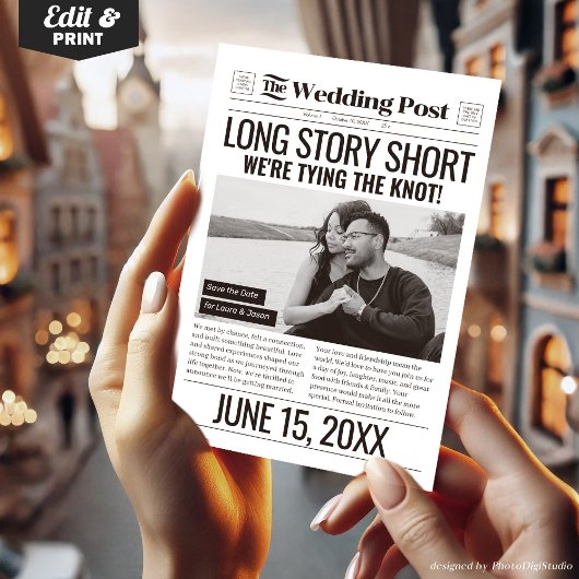 Cartes Pour Fêtes Annuelles Longue Histoire Mariage court Enregistrer La Date 