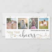 Cartes Pour Fêtes Annuelles L'or noir brille Bonne Année Photo Collage (Devant)