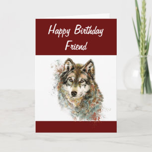 Cartes Pour Fêtes Annuelles Loup aquarelle drôle d'anniversaire Humour ami