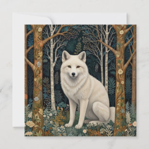 Cartes Pour Fêtes Annuelles Loup blanc vintage boho forêt sylvestre