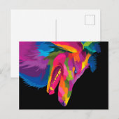 Cartes Pour Fêtes Annuelles Loup coloré (Devant / Derrière)