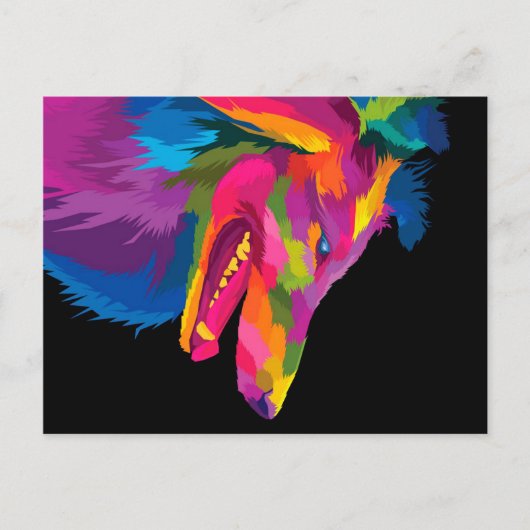 Cartes Pour Fêtes Annuelles Loup coloré (Devant)