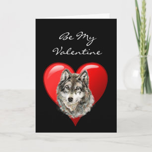 Cartes Pour Fêtes Annuelles Loup d'aquarelle romantique Valentine