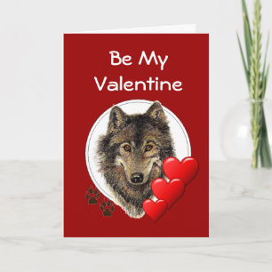Cartes Pour Fêtes Annuelles Loup d'aquarelle romantique Valentine