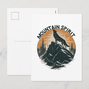 Cartes Pour Fêtes Annuelles Loup de la majesté montagneuse hurlant sur le pic