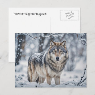 Cartes Pour Fêtes Annuelles Loup de Yule au solstice d'hiver dans la neige Fau