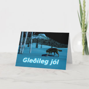 Cartes Pour Fêtes Annuelles Loup d'hiver - Gleðileg Jól