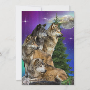 Cartes Pour Fêtes Annuelles Loup et lune