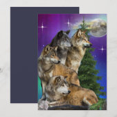 Cartes Pour Fêtes Annuelles Loup et lune (Devant / Derrière)