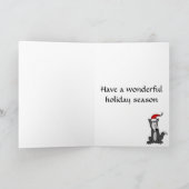 Cartes Pour Fêtes Annuelles Loup gris dans l'art de Santa Hat (Intérieur)