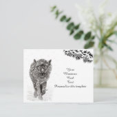 Cartes Pour Fêtes Annuelles Loup noir en colère dans la neige, hiver sauvage (Debout devant)