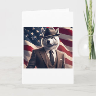 Cartes Pour Fêtes Annuelles Loup patriotique