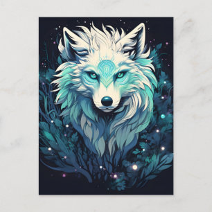 Cartes Pour Fêtes Annuelles Loup sauvage céleste lunaire
