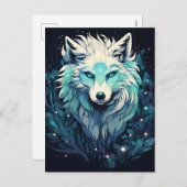 Cartes Pour Fêtes Annuelles Loup sauvage céleste lunaire (Devant / Derrière)
