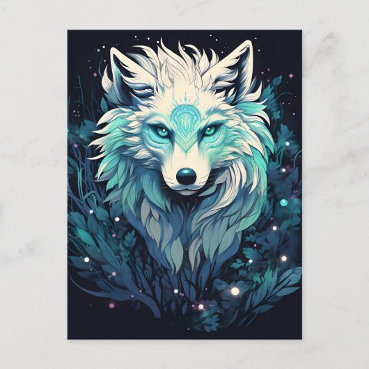 Cartes Pour Fêtes Annuelles Loup sauvage céleste lunaire (Devant)