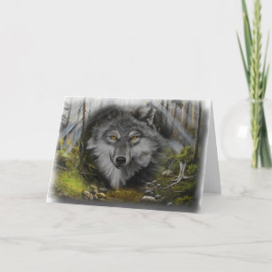 Cartes Pour Fêtes Annuelles Loup se mélangeant à la peinture fluviale