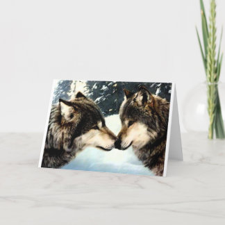 Cartes Pour Fêtes Annuelles Loups Loup Neige Hiver Neige Couple Amour