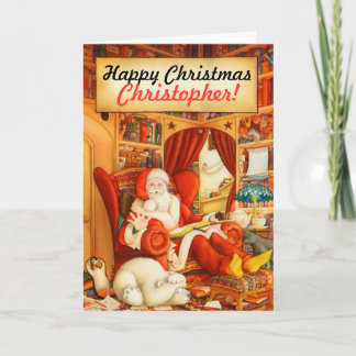 Cartes Pour Fêtes Annuelles L'ours de Noël et le Noël de coutume de Père Noël