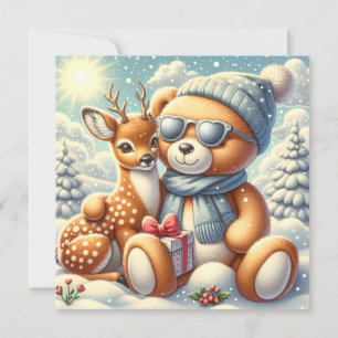 Cartes Pour Fêtes Annuelles L'Ours en peluche enserre sa poitrine