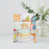 Cartes Pour Fêtes Annuelles L'ours fait cuire du pain d'épices (Debout devant)