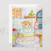 Cartes Pour Fêtes Annuelles L'ours fait cuire du pain d'épices (Devant / Derrière)