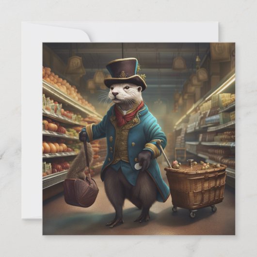 Cartes Pour Fêtes Annuelles Loutre costumée au supermarché SqGC (Devant)