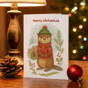 Cartes Pour Fêtes Annuelles Loutre de Noël fantaisiste
