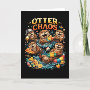 Cartes Pour Fêtes Annuelles Loutre en pagaille
