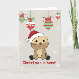 Cartes Pour Fêtes Annuelles Loutre Noël Neige Animaux d'hiver Loutre Vacances 