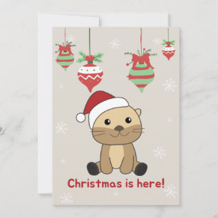 Cartes Pour Fêtes Annuelles Loutre Noël Neige Animaux d'hiver Loutre Vacances 