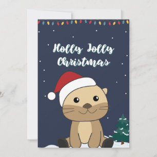 Cartes Pour Fêtes Annuelles Loutre Noël Neige Animaux d'hiver Loutre Vacances 