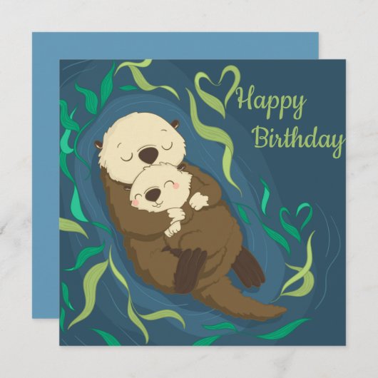 Cartes Pour Fêtes Annuelles Loutres Mignonnes (Devant / Derrière)