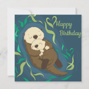 Cartes Pour Fêtes Annuelles Loutres Mignonnes