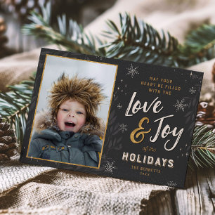 Cartes Pour Fêtes Annuelles Love and Joy Faux Foil 2 Photo